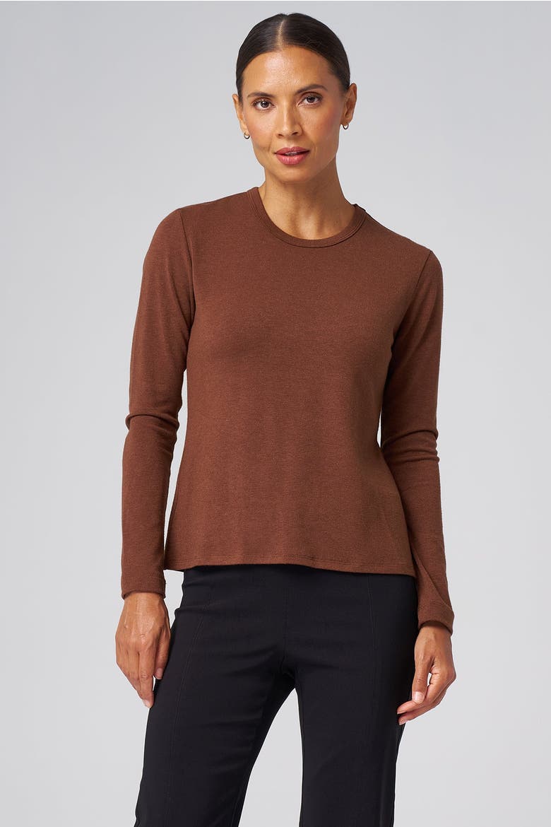 Structured Knit Long Sleeve Tee, Alternate, color, Chestnut