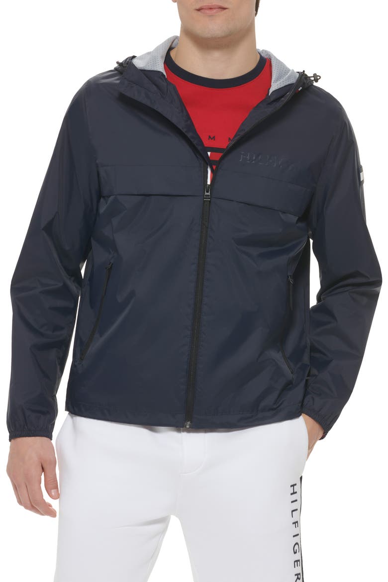 Hooded Rain Slicker, Main, color, NAVY