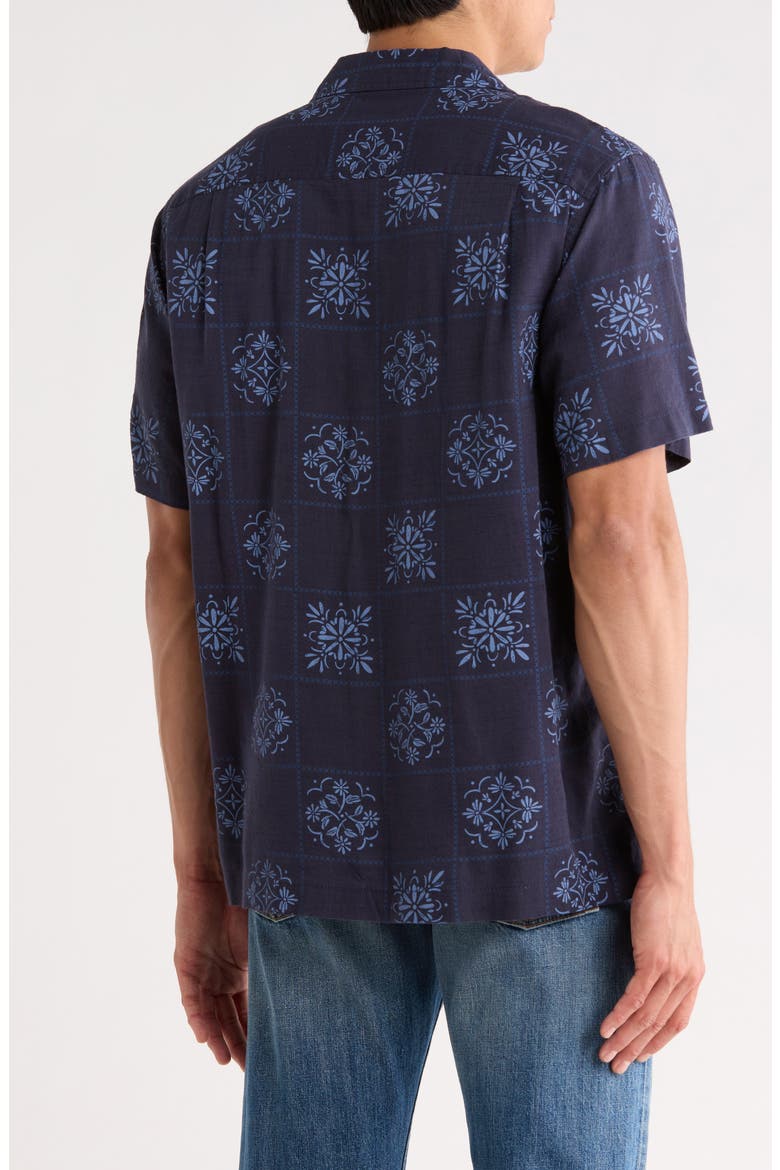 Floral Checkerboard Camp Shirt, Alternate, color, PARISIAN NIGHT