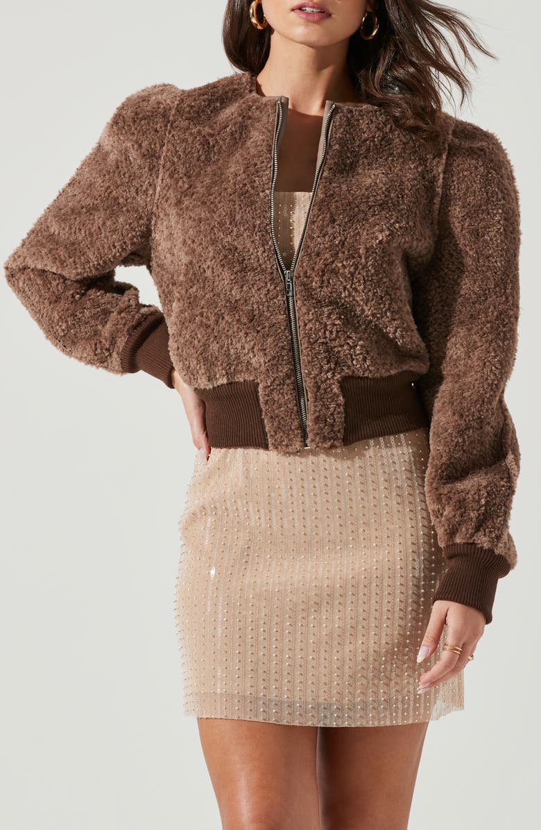 ASTR the Label Stacy Faux Shearling Crop Jacket, Alternate, color,