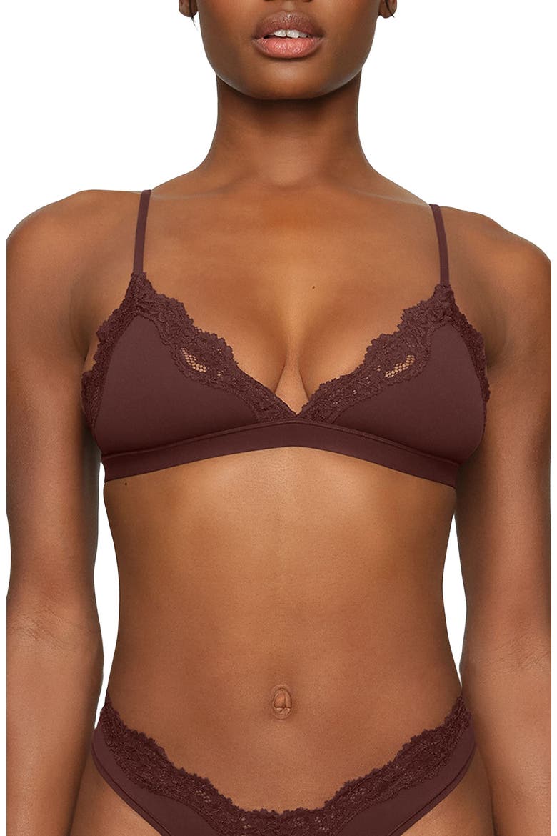 Fits Everybody Corded Lace Triangle Bralette, Main, color, COCOA