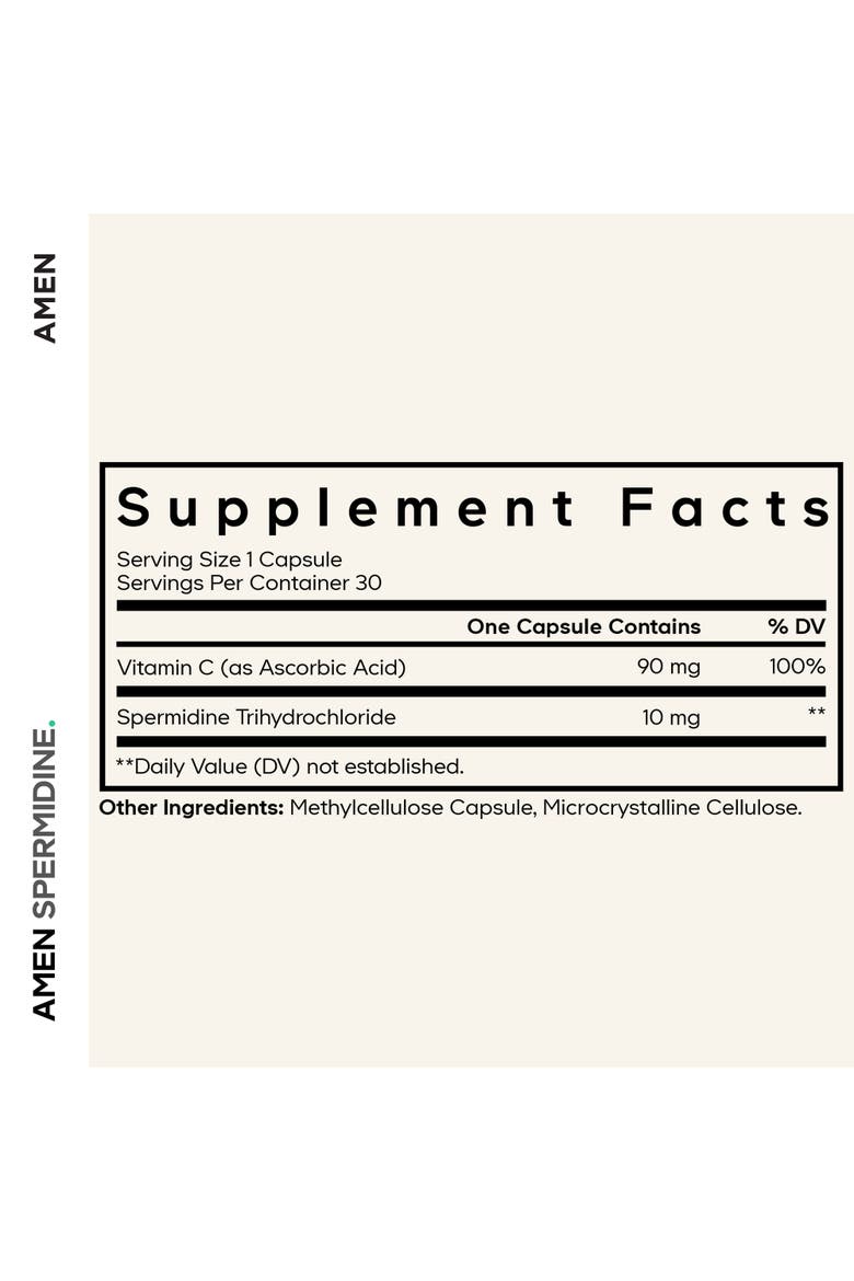 Spermidine Supplement, Spermidine HCl, Vitamin C Ascorbic Acid, Alternate, color, White