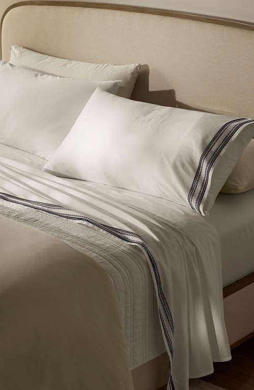 Boll & Branch Signature Ladder Stitch Set Of 2 Organic Cotton Pillowcases In White/mineral