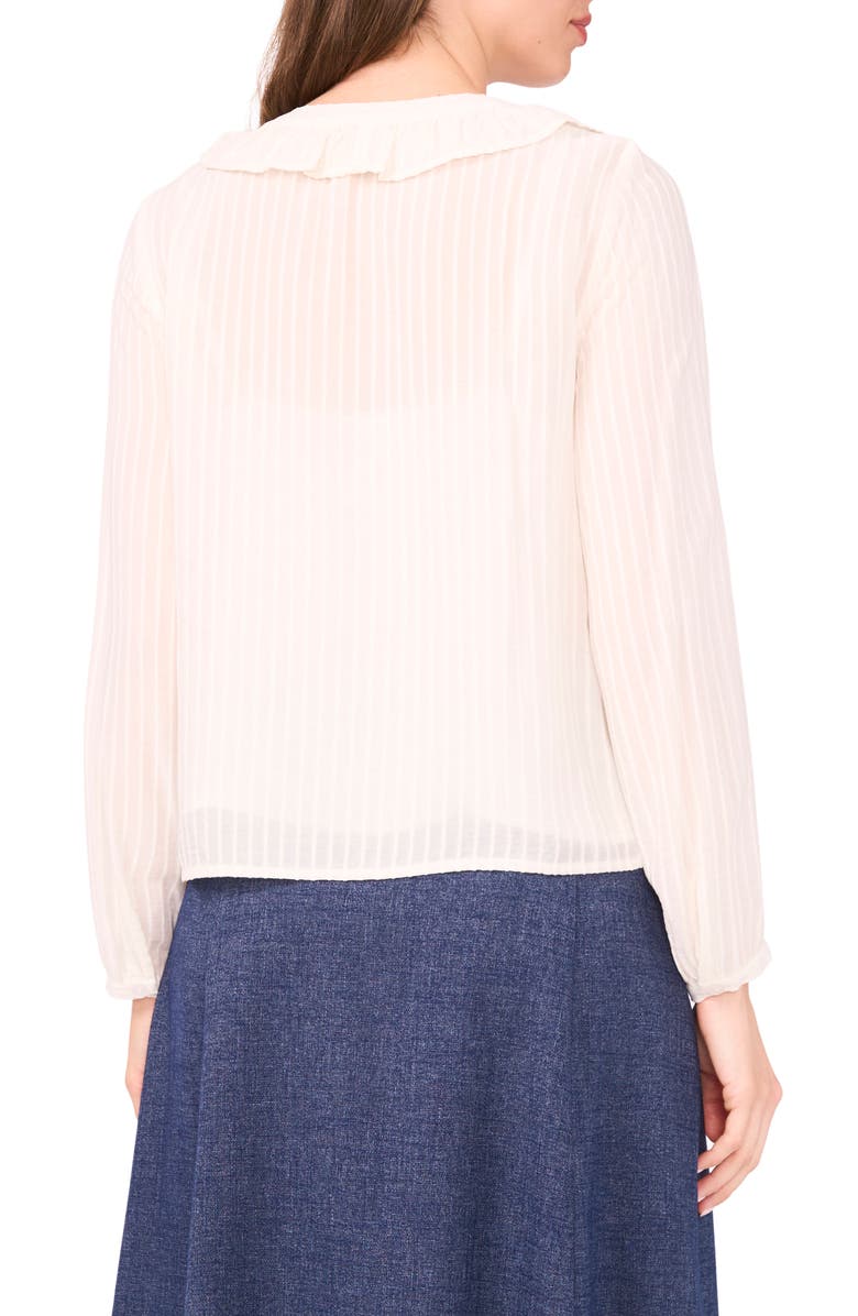 Ruffle Placket Stripe Button-Up Shirt