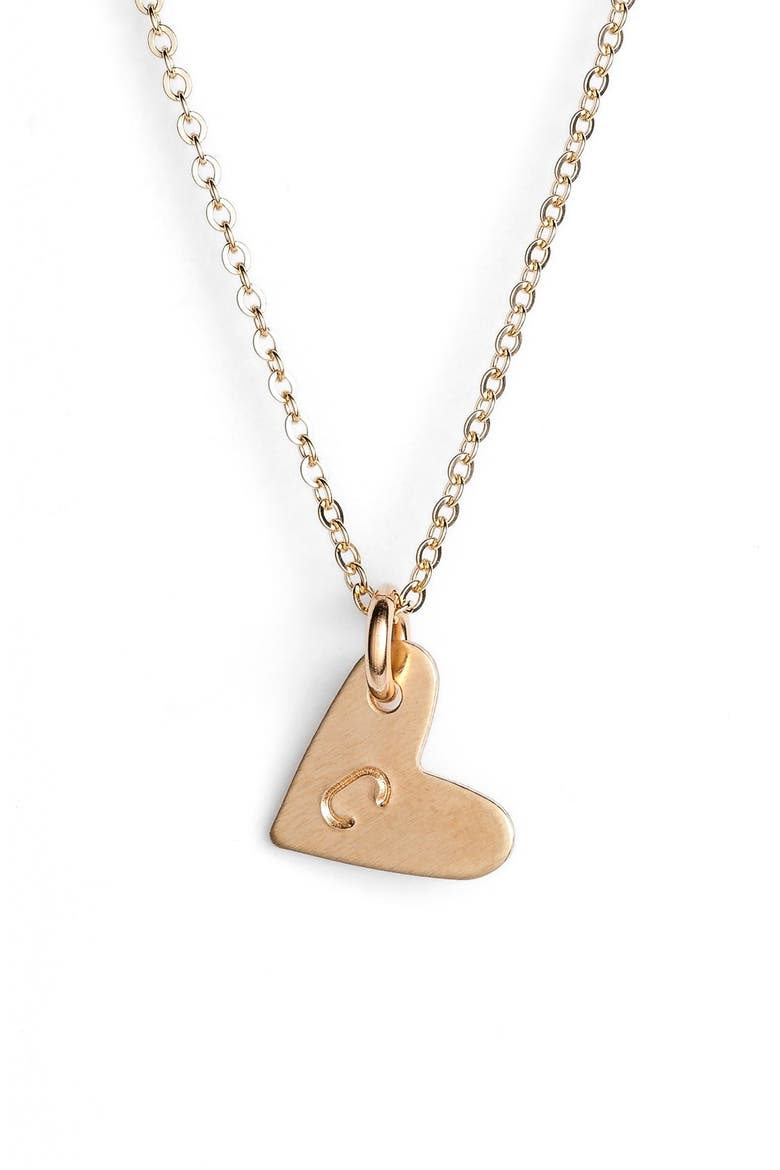 14k-Gold Fill Initial Mini Heart Pendant Necklace, Main, color, GOLD/ C
