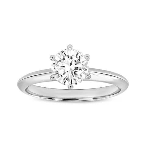 Tesi 14K White Gold Round Shape Lab Grown Diamond Solitaire Ring - 1 Ct