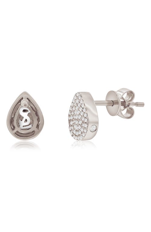 Suzy Levian Diamonds Pavé Diamond Teardrop Stud Earrings In White