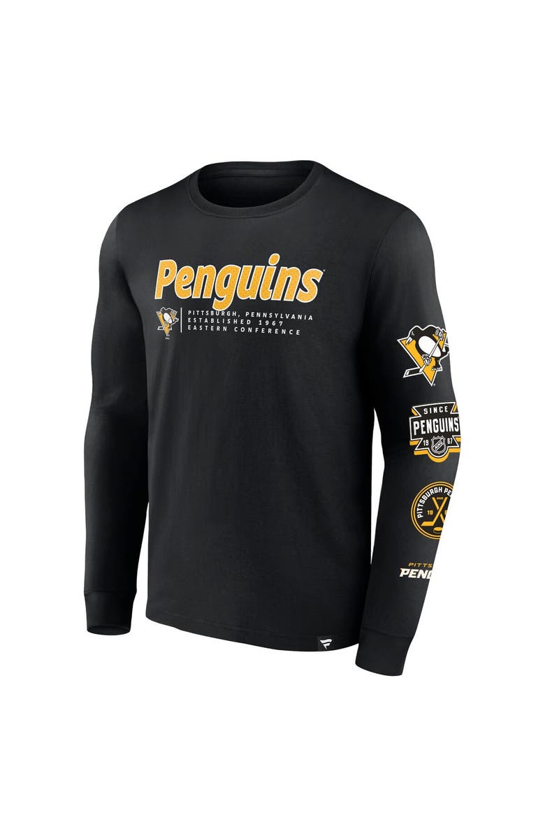 FANATICS Men's Fanatics Branded Black Pittsburgh Penguins Strike the Goal Long Sleeve T-Shirt, Alternate, color, Black