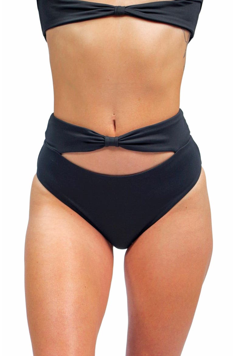 Ty Cutout Bikini Bottom, Alternate, color, Charcoal Grey