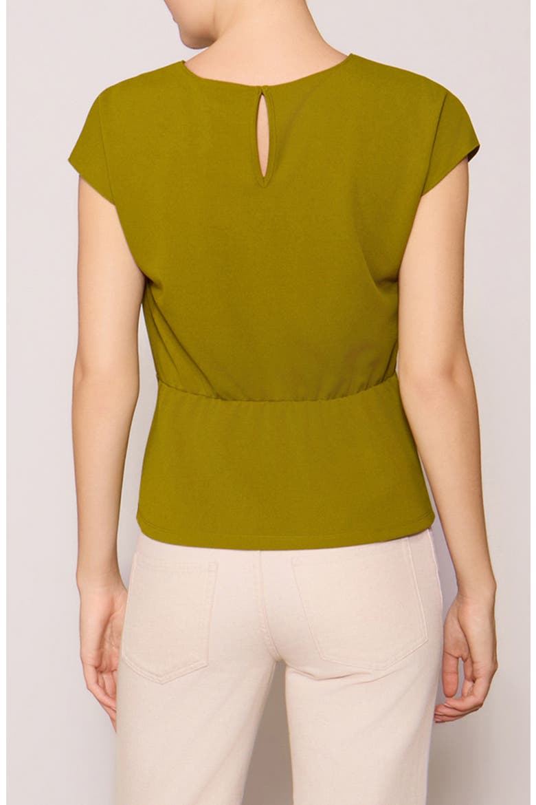 Side Ruched Crepe Top, Alternate, color, CHARTREUSE GREEN