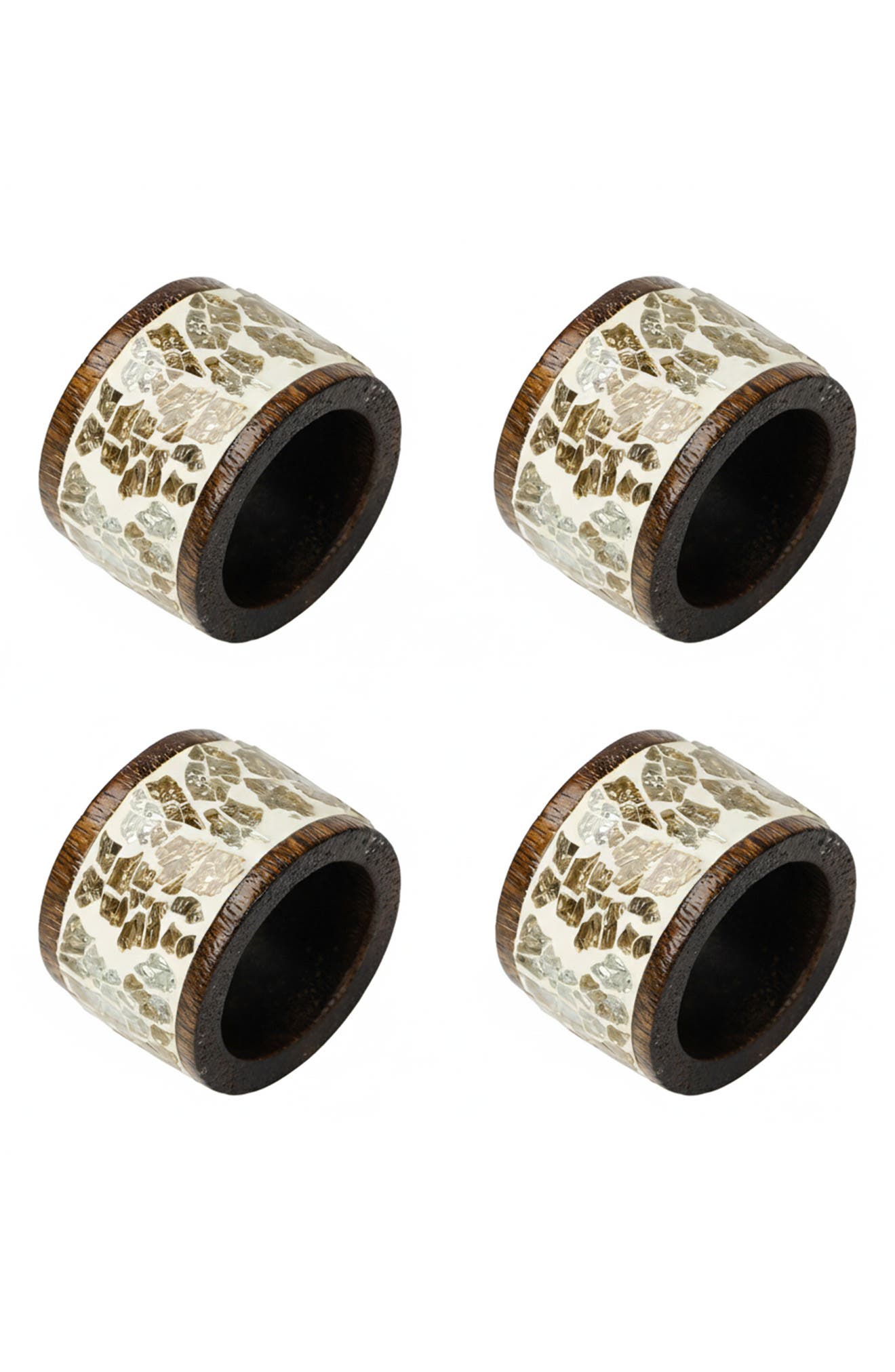 Tiramisu Gilded Mosaic Set of 4 Napkin Rings