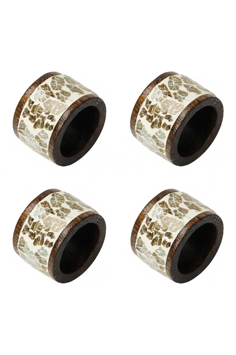 Gilded Mosaic Set of 4 Napkin Rings, Main, color, GOLD/ BROWN