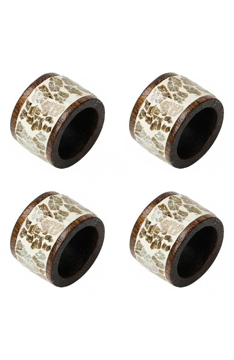 Tiramisu Gilded Mosaic Set of 4 Napkin Rings, Main, color, 