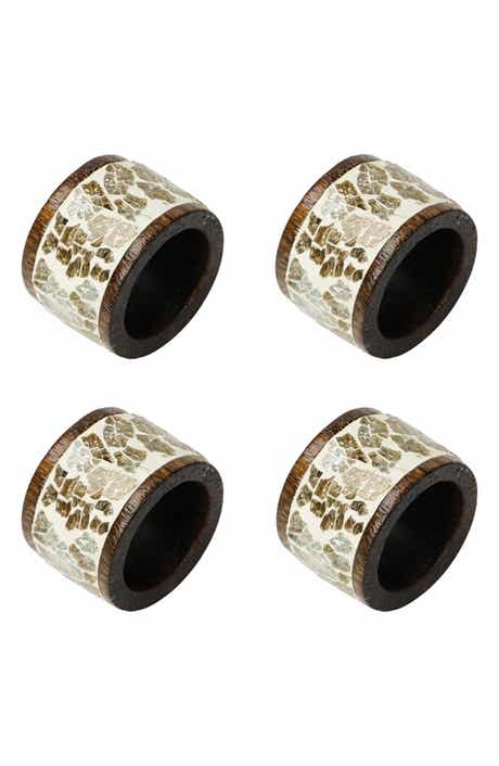 Tiramisu Gilded Mosaic Set of 4 Napkin Rings