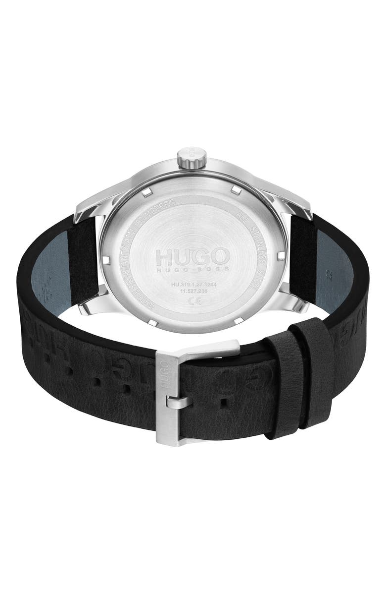 BOSS Invent Leather Strap Watch, 46mm, Alternate, color,