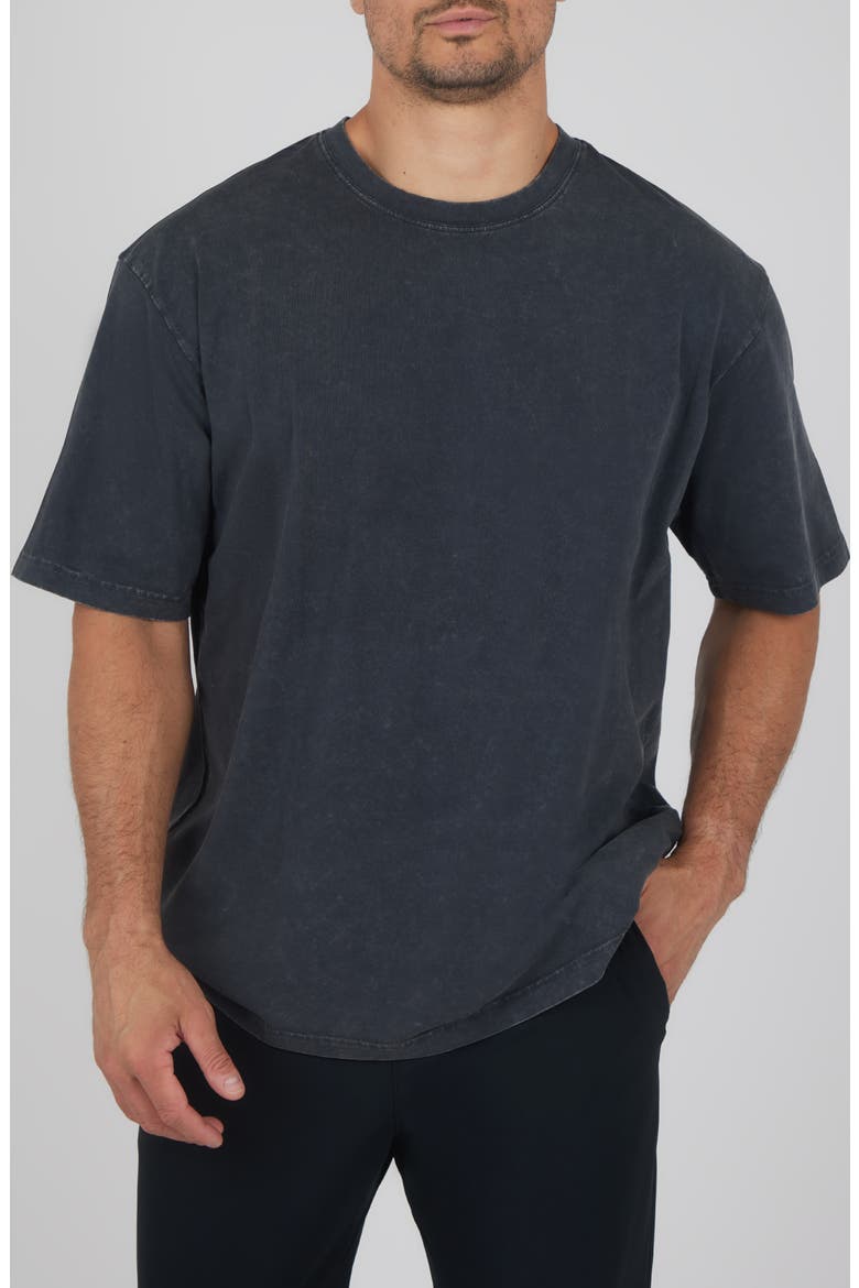 Acid Stretch Cotton T-Shirt, Main, color, BLACK