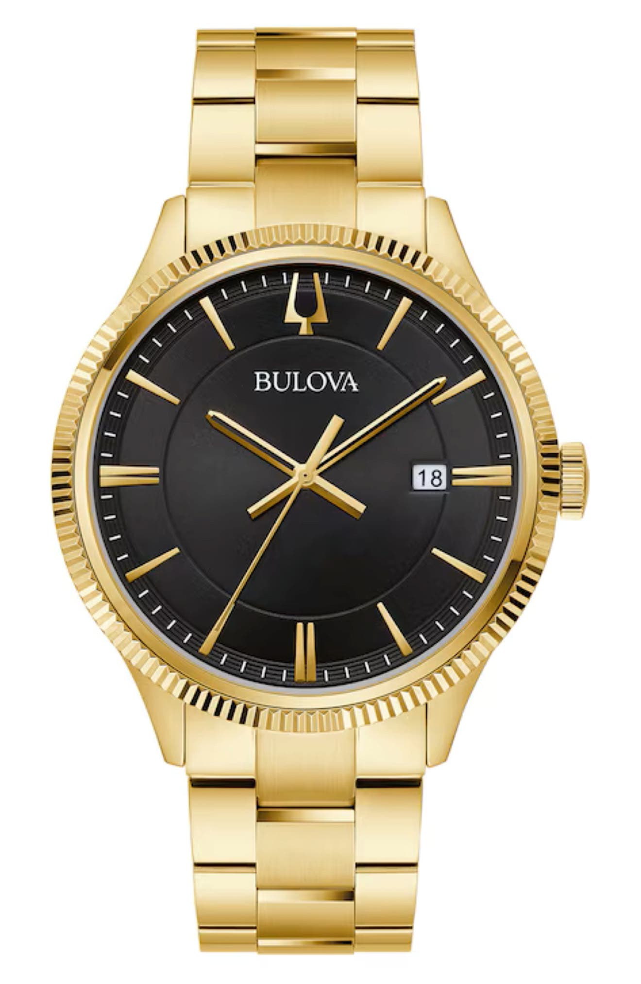 BULOVA Black Dial Bracelet Watch, 42mm