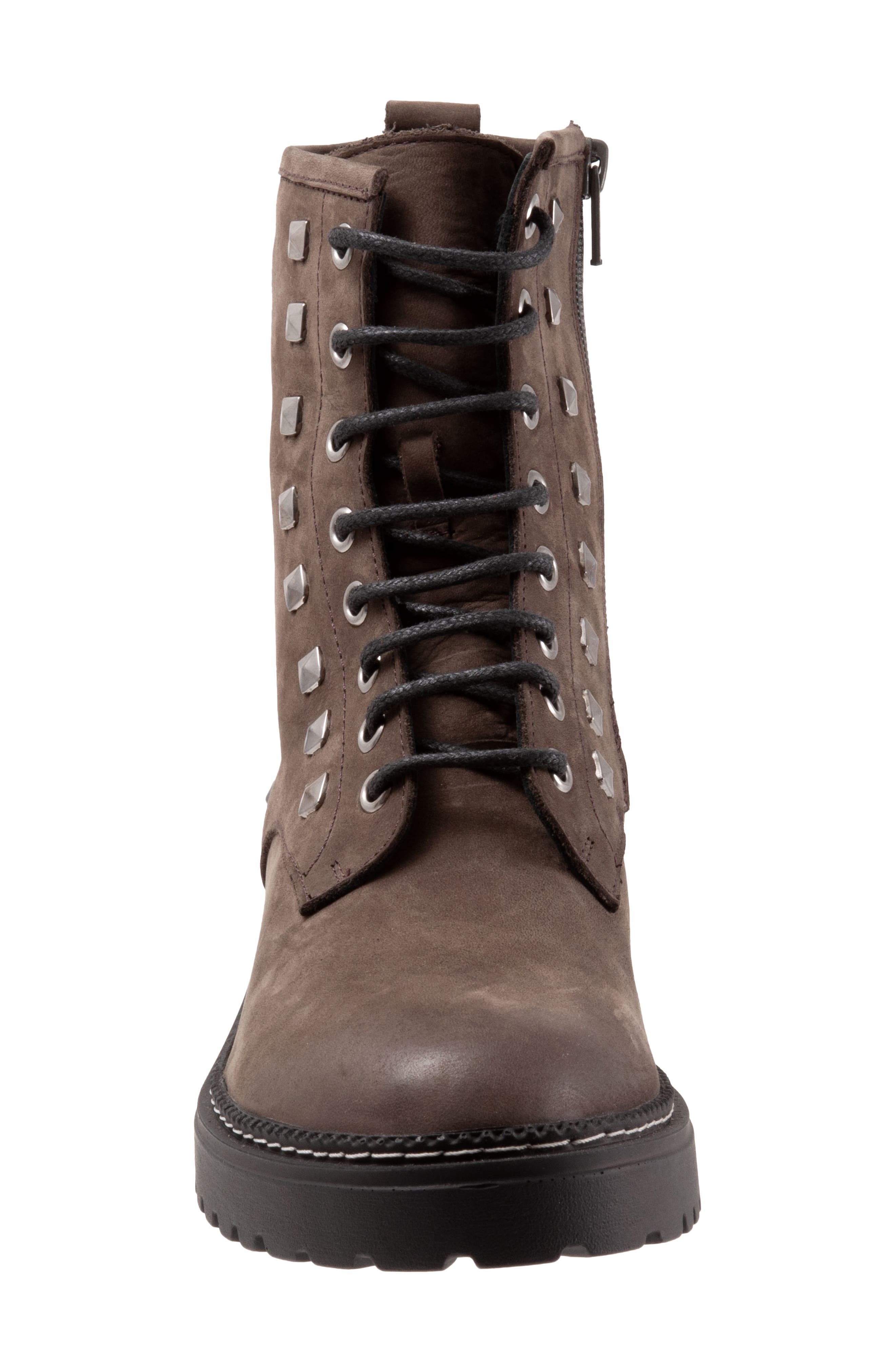 Bueno Studded Combat Boot, Alternate, color, Grey Nubuck