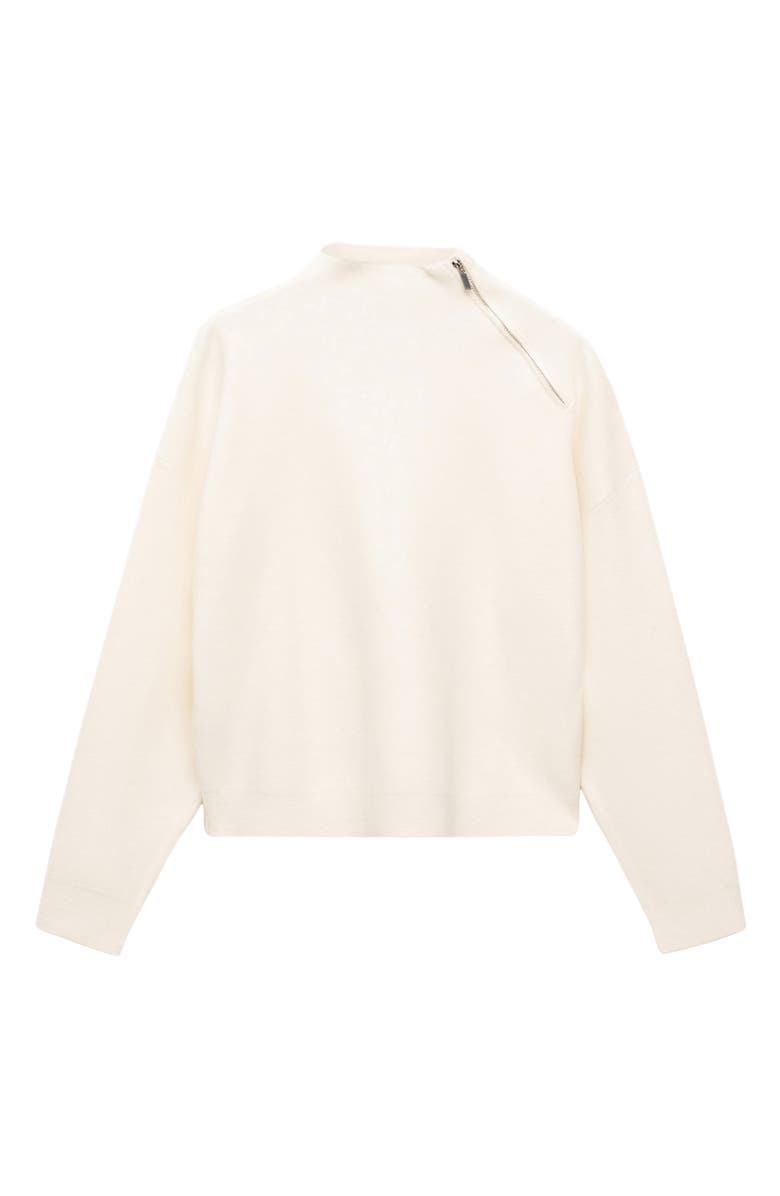 MANGO Konpaktu Asymmetric Half Zip Sweater, Alternate, color, Ecru