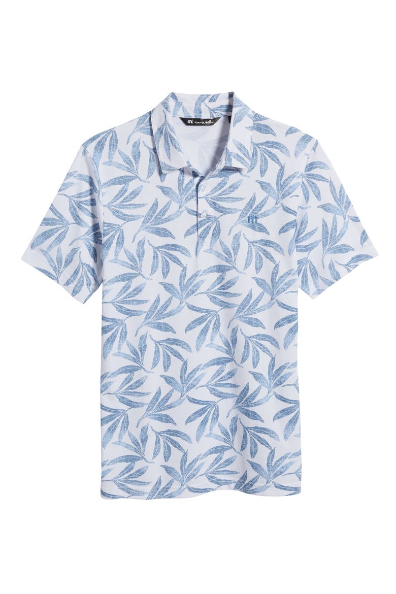 Gulf of Mexico Leaf Print Piqué Polo, Alternate, color, WHITE