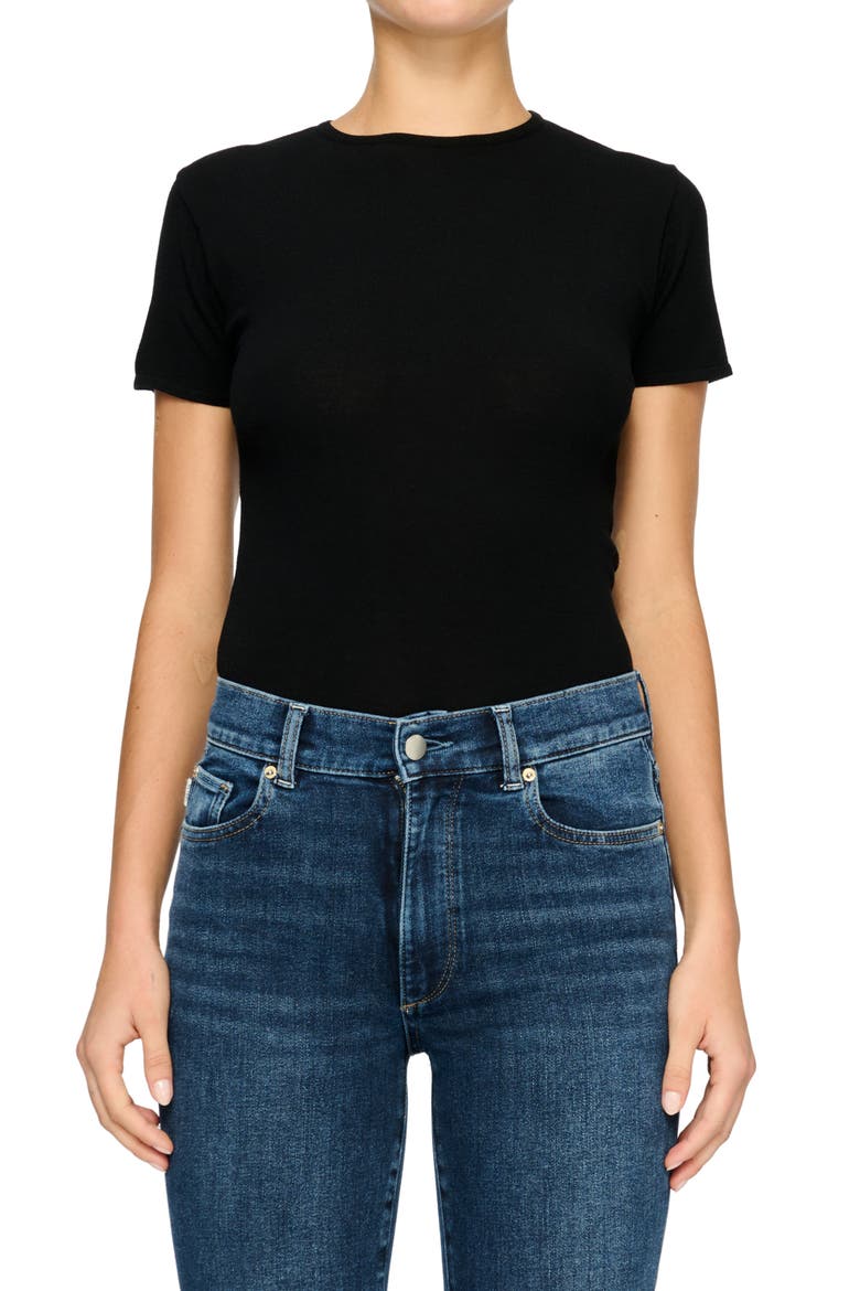Instasculpt Knit Tee, Main, color, BLACK
