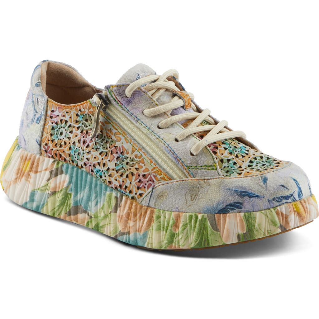 L'artiste By Spring Step Bloomington Platform Sneaker In Beige Multi