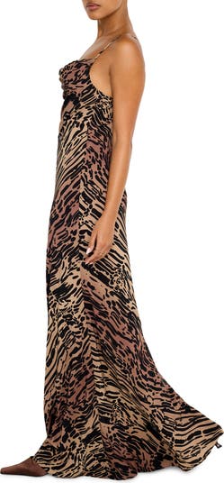 Cowl Neck Bias Cut Maxi Dress