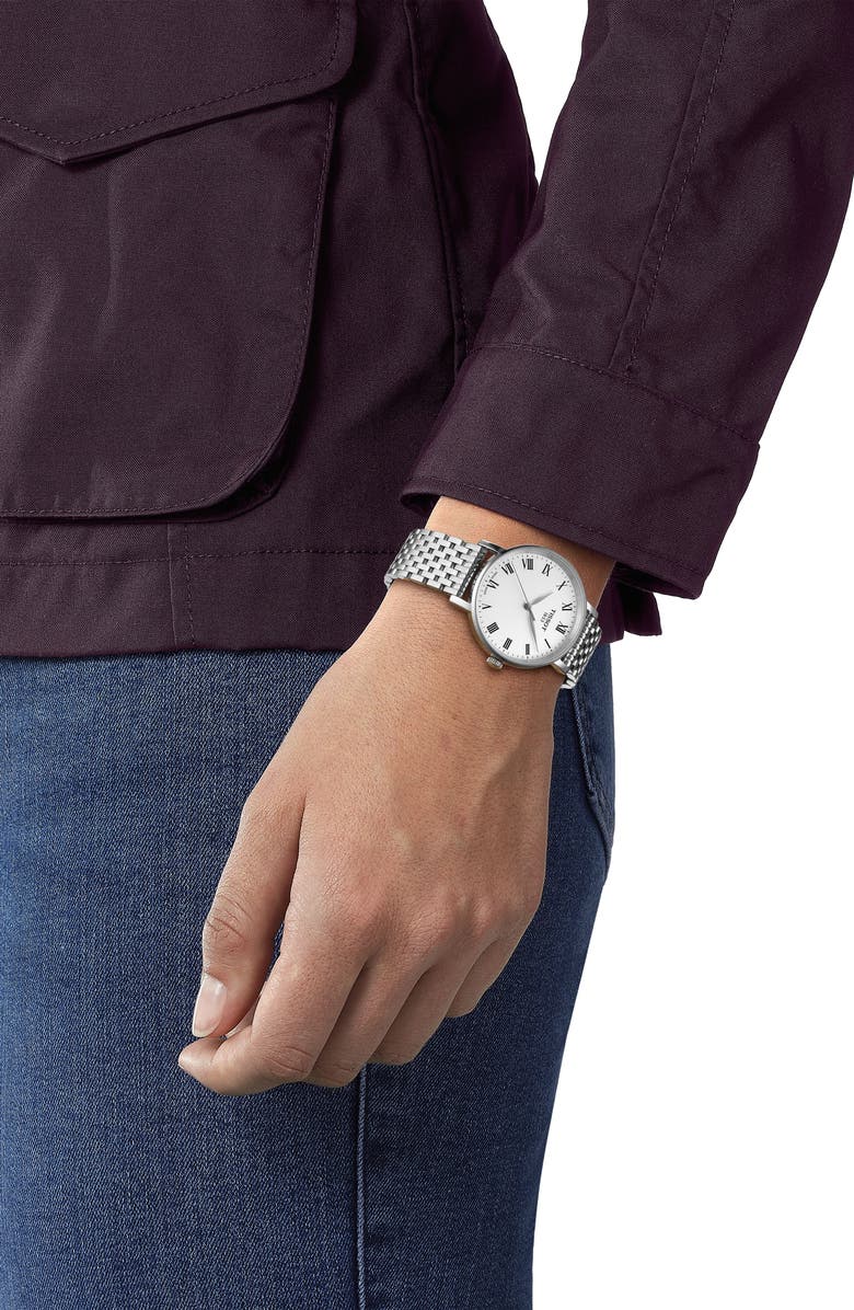 Tissot T-Classic Carson Diamond Bracelet Watch, 30mm, Alternate, color, Silver