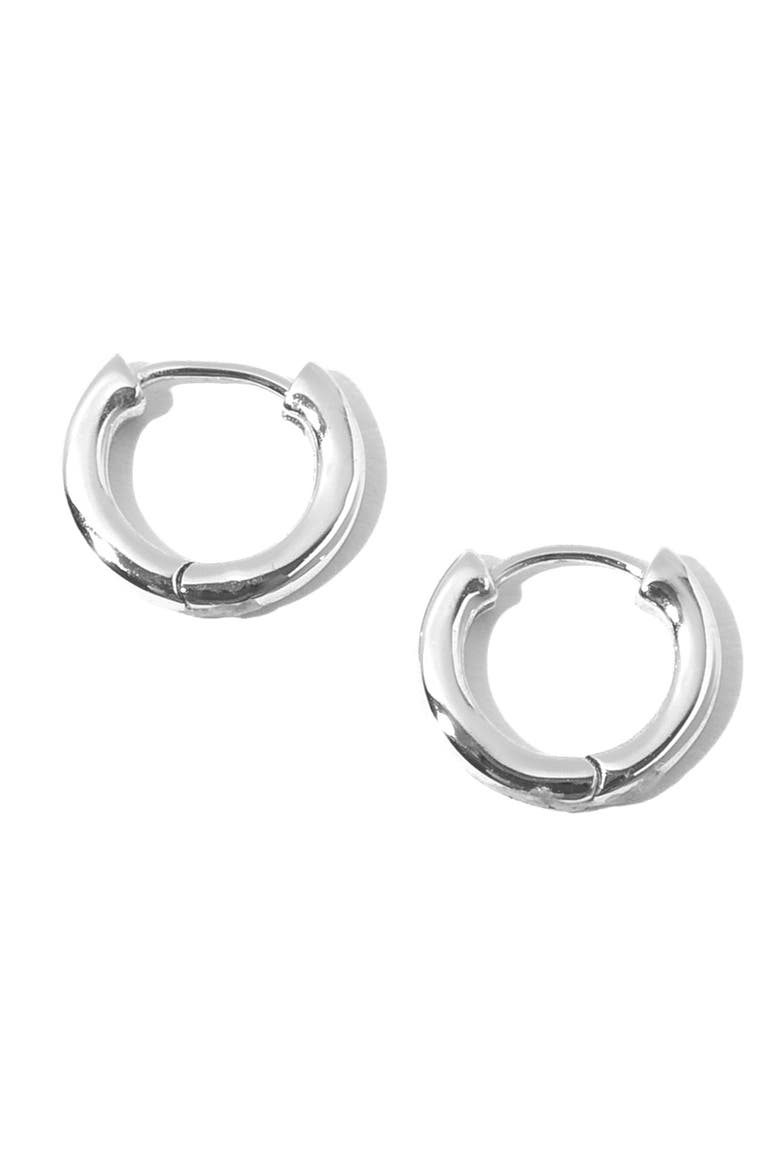 Maxwell Huggie Earrings, Main, color, SILVER