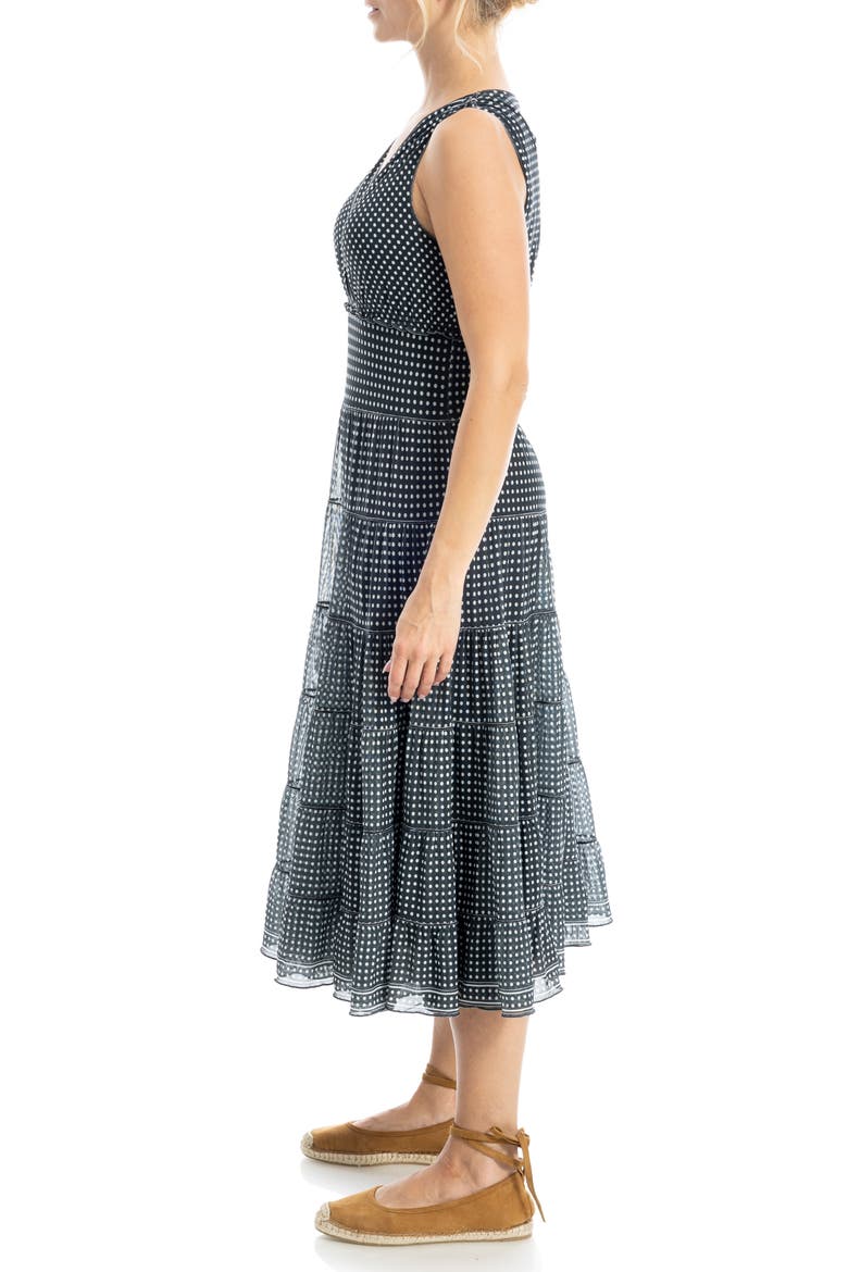 V-Neck Sleeveless Mesh Midi Dress, Alternate, color, BLACK/IVORY GAME DOT