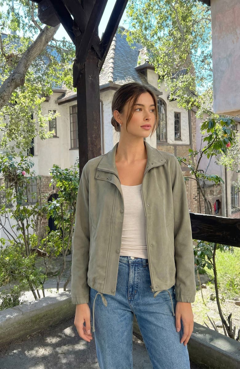 Modenaire Cropped Utility Drawstring Jacket, Alternate, color, Olive Green