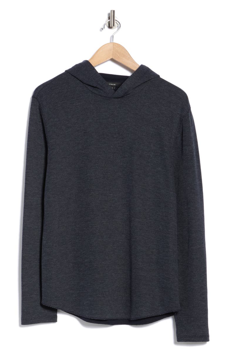 Vince Rib Flat Hoodie, Alternate, color, Coastal/ Off White