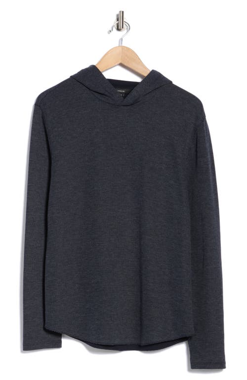 Vince Rib Flat Hoodie In Black