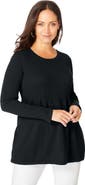 Jessica London Ribbed Baby Doll Tunic Sweater
