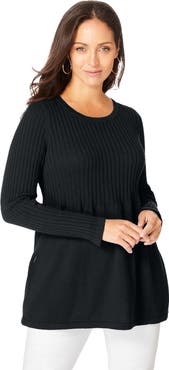 Jessica London Ribbed Baby Doll Tunic Sweater