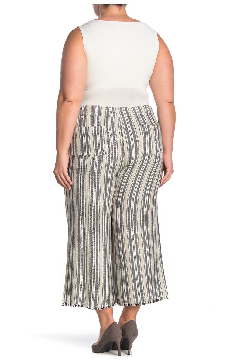 Caslon<sup>®</sup> Striped Linen Blend Crop Pants, Alternate, color,