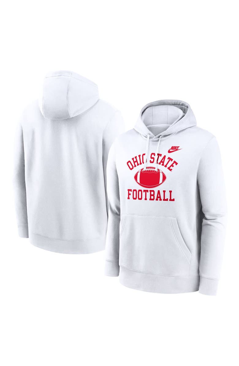Nike Men's Nike White Ohio State Buckeyes Legacy Football Icon Club Fleece Pullover Hoodie, Main, color, White