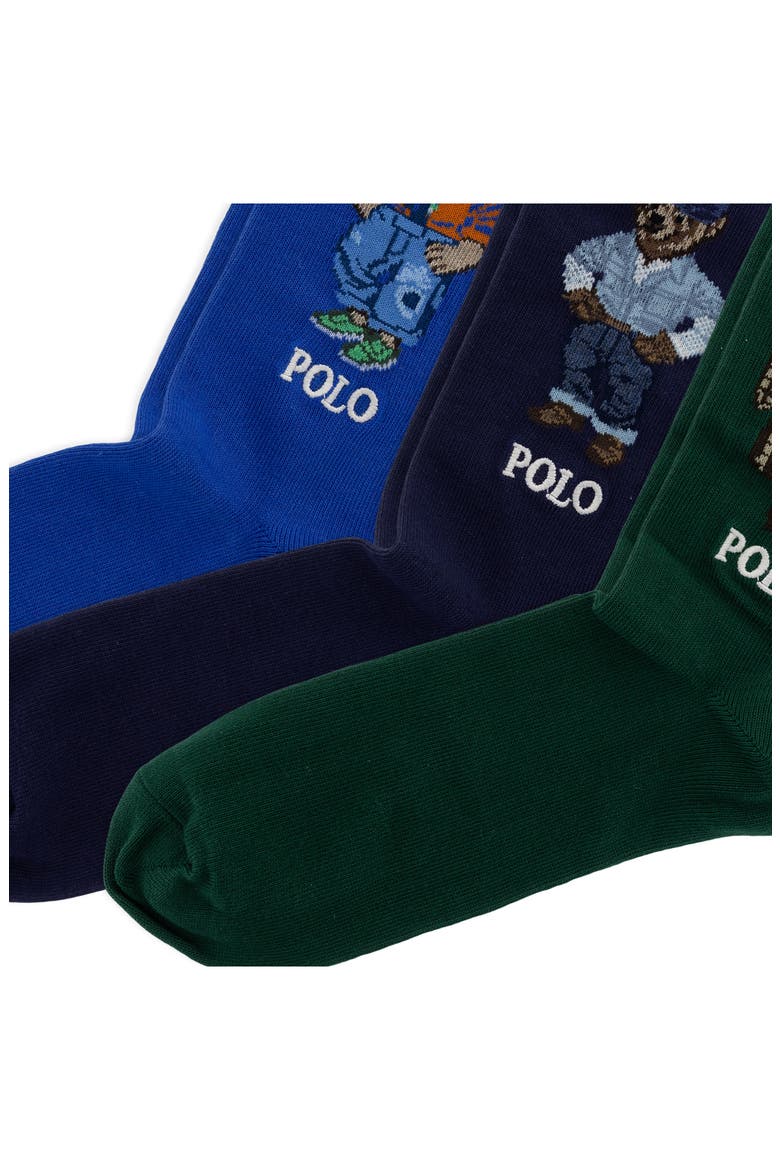 Assorted Bears 3-Pack Crew Socks Gift Box, Alternate, color, BLUE MULTI