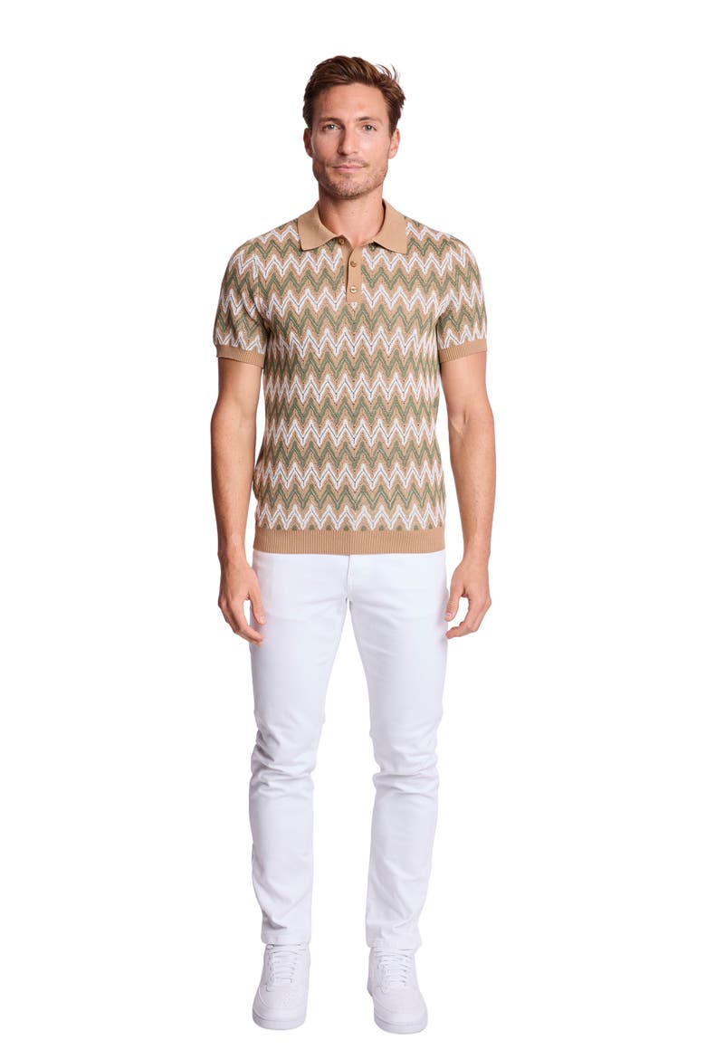 Zigzag Knit Polo, Alternate, color, TAN FOREST ZIG ZAG