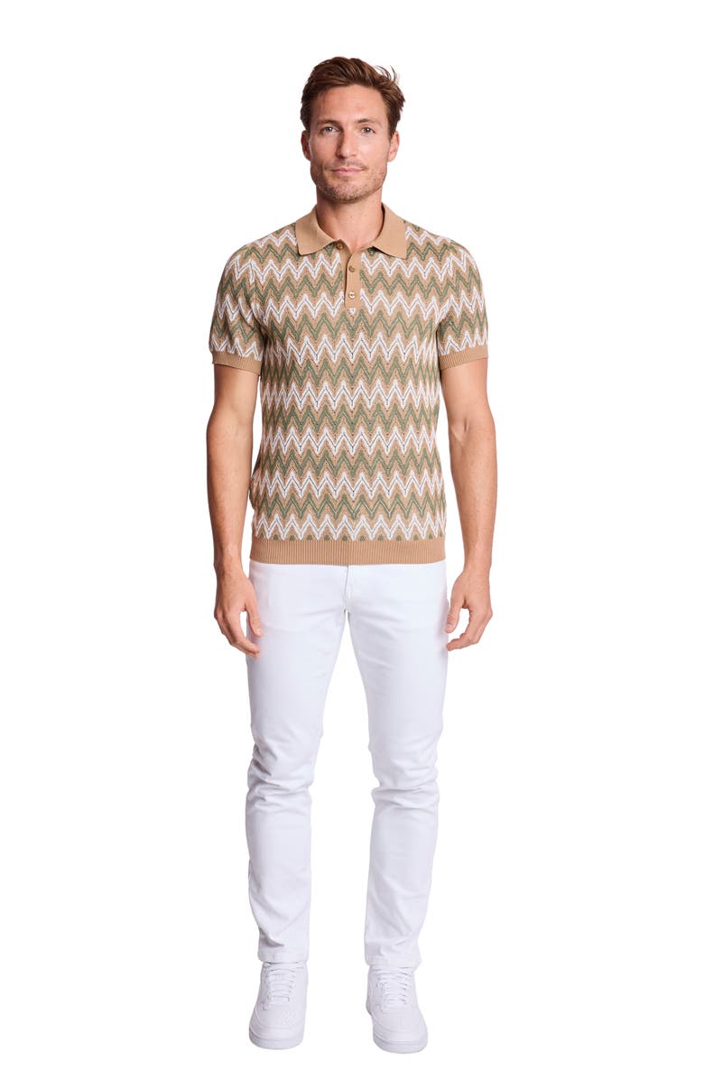 PAISLEY & GRAY Zigzag Knit Polo, Alternate, color, Tan Forest Zig Zag