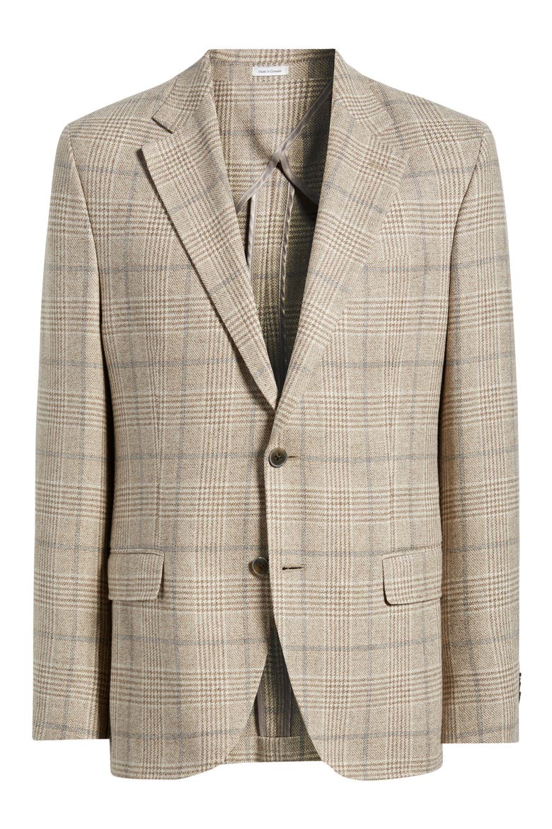 Hyperlight Soft Plaid Wool & Cashmere Sport Coat, Alternate, color, TAN