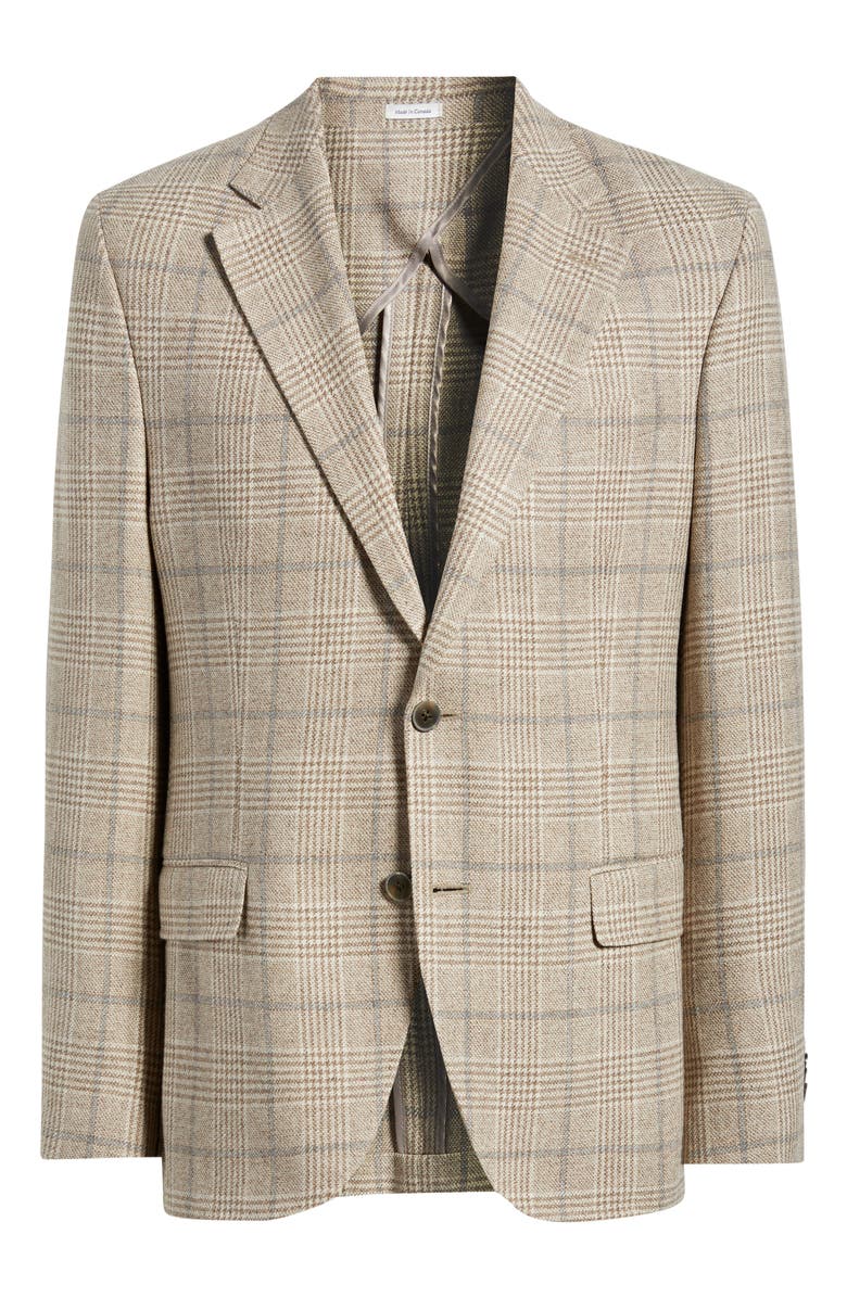 Peter Millar Hyperlight Soft Plaid Wool & Cashmere Sport Coat, Alternate, color, Tan