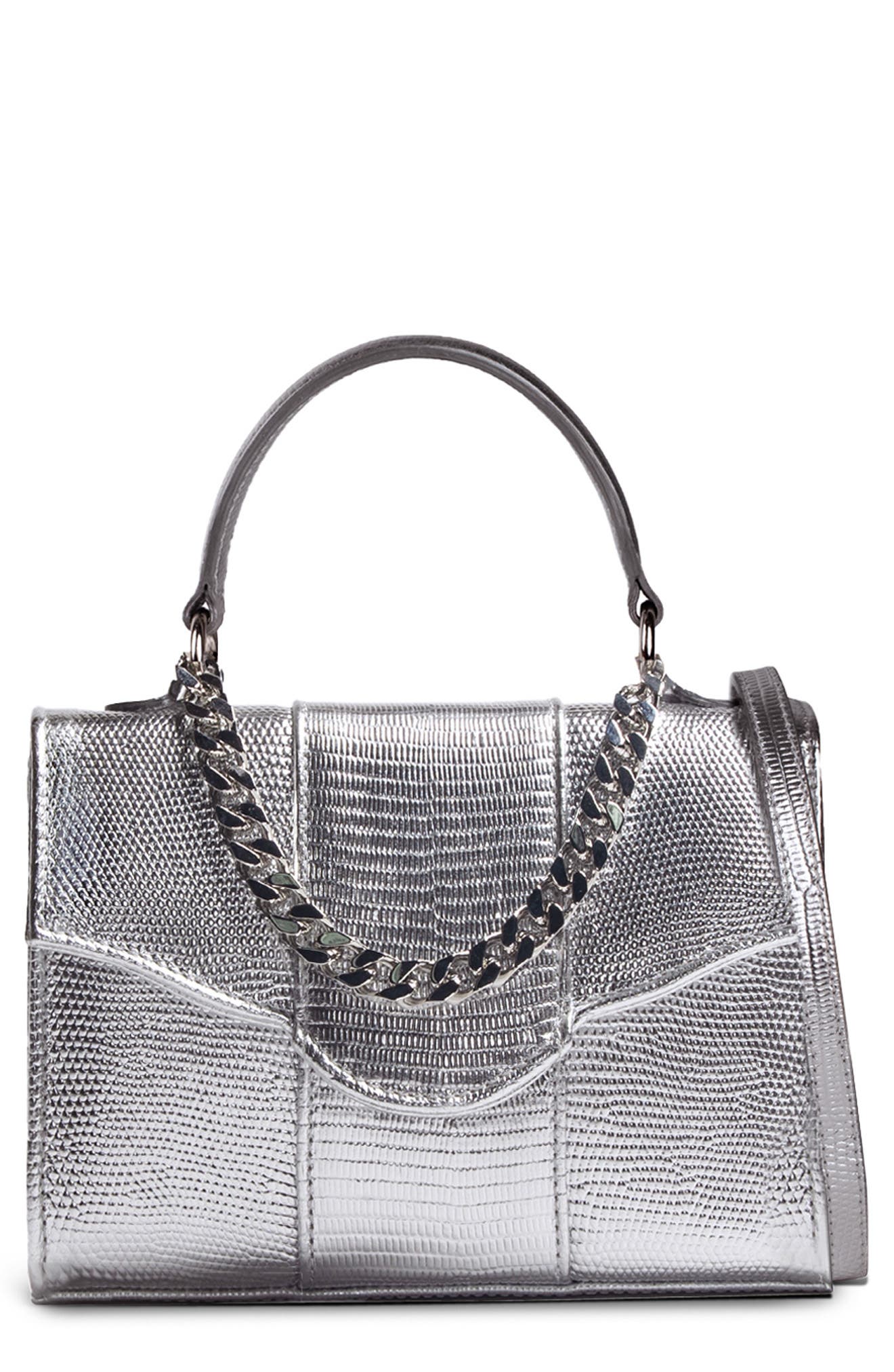 LISELLE KISS Meli Lizard Embossed Leather Top Handle Bag, Main, color, 