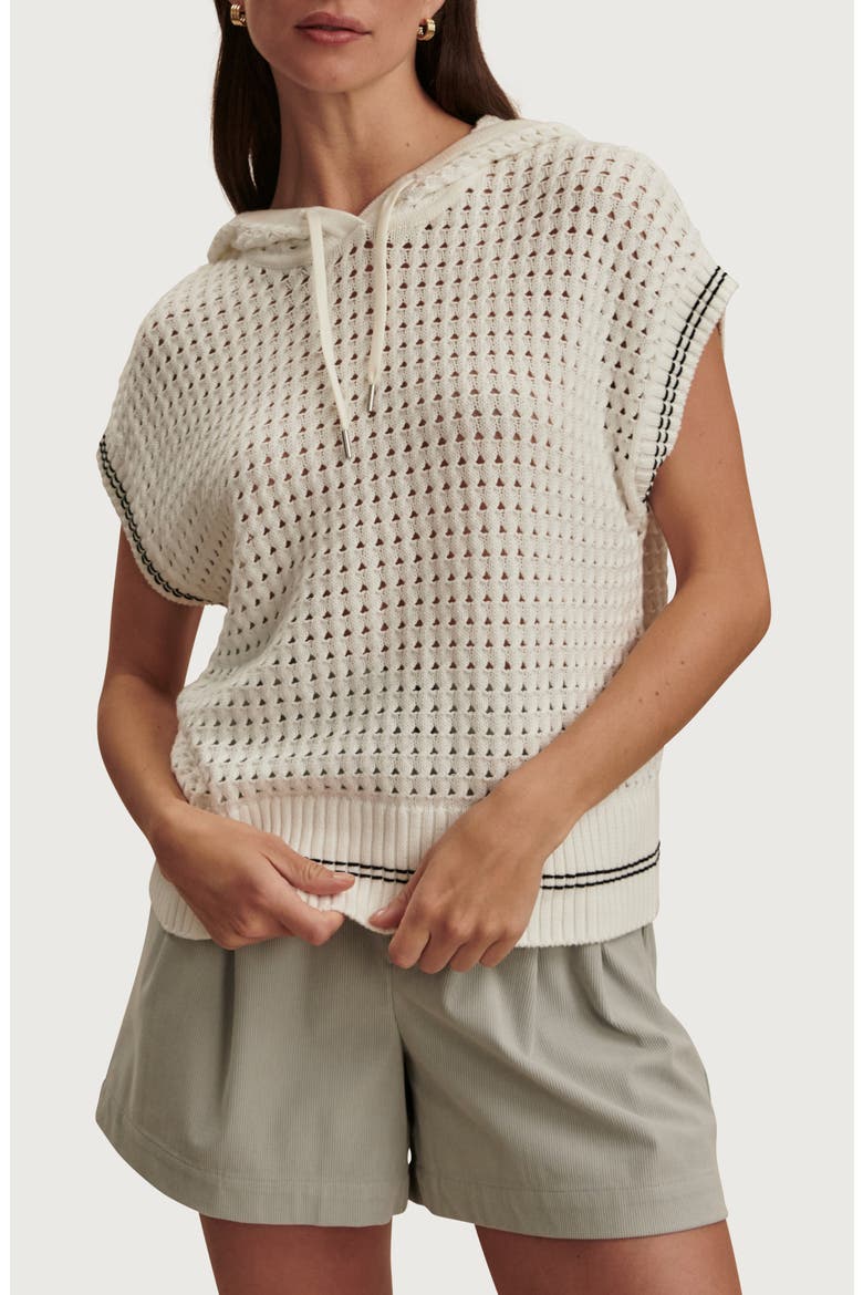 Vittoria Open Stitch Knit Hoodie, Main, color, SNOW WHITE