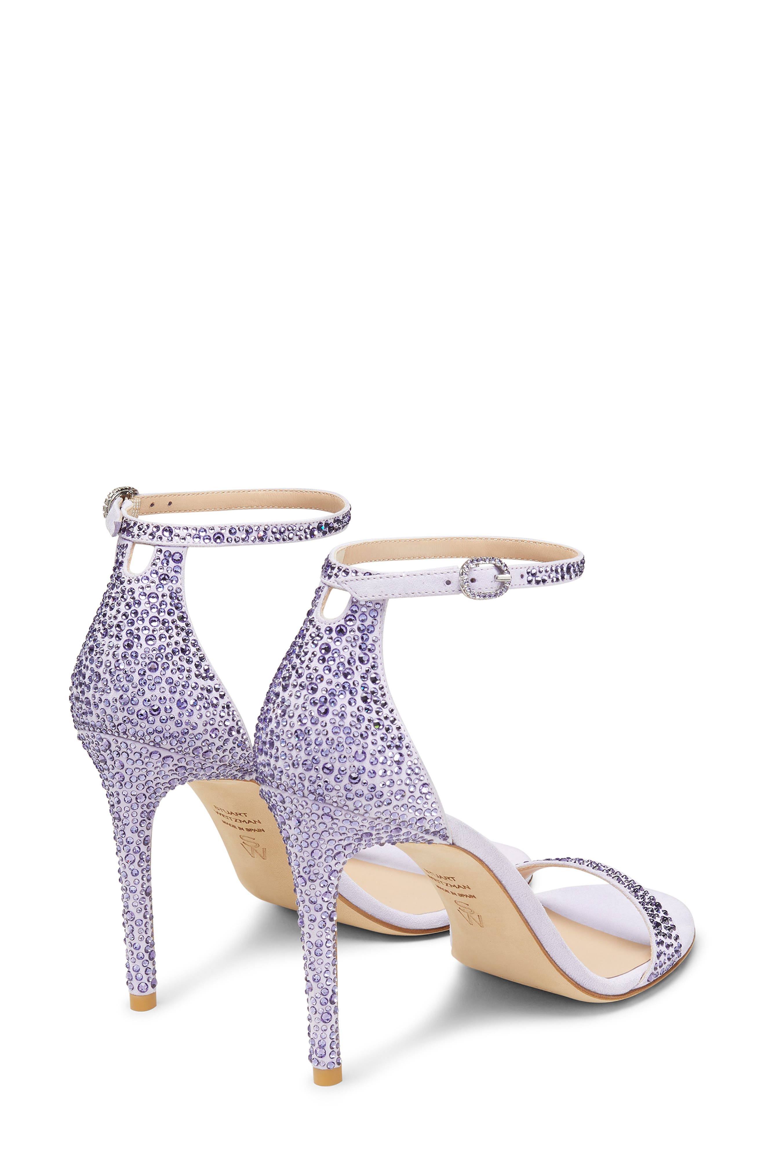 Stuart Weitzman Nudist Shine 100 Sandal, Alternate, color, Tanzanite/ Aster