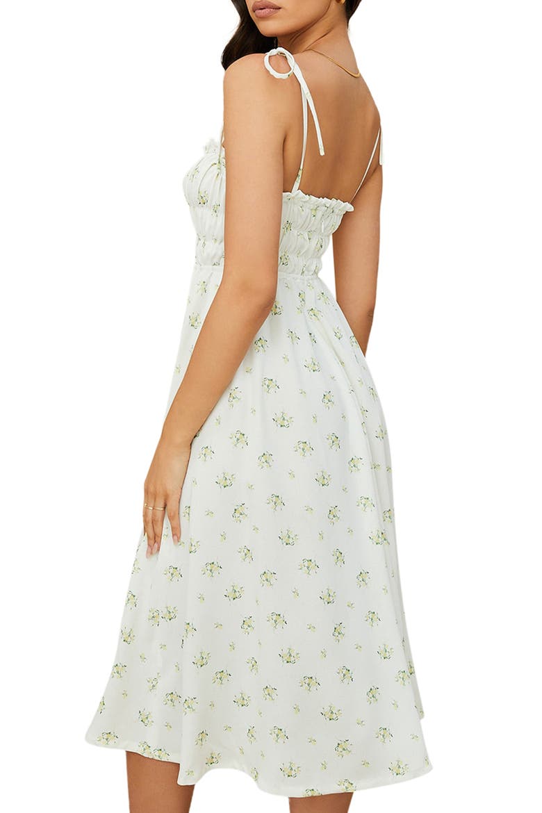 Christabel Shirred Midi Dress, Alternate, color, IVORY FLORAL