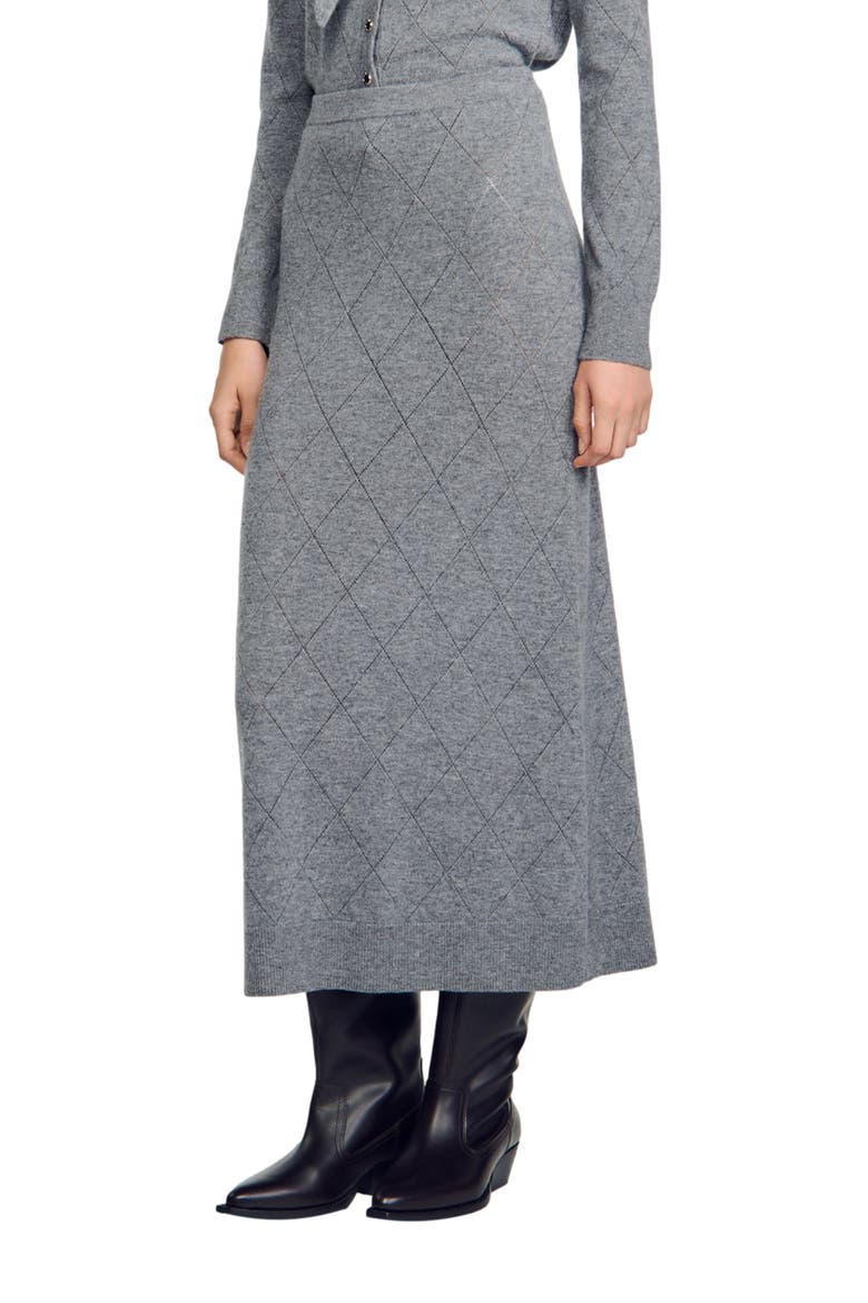 Pointelle knit maxi skirt, Alternate, color, Grey