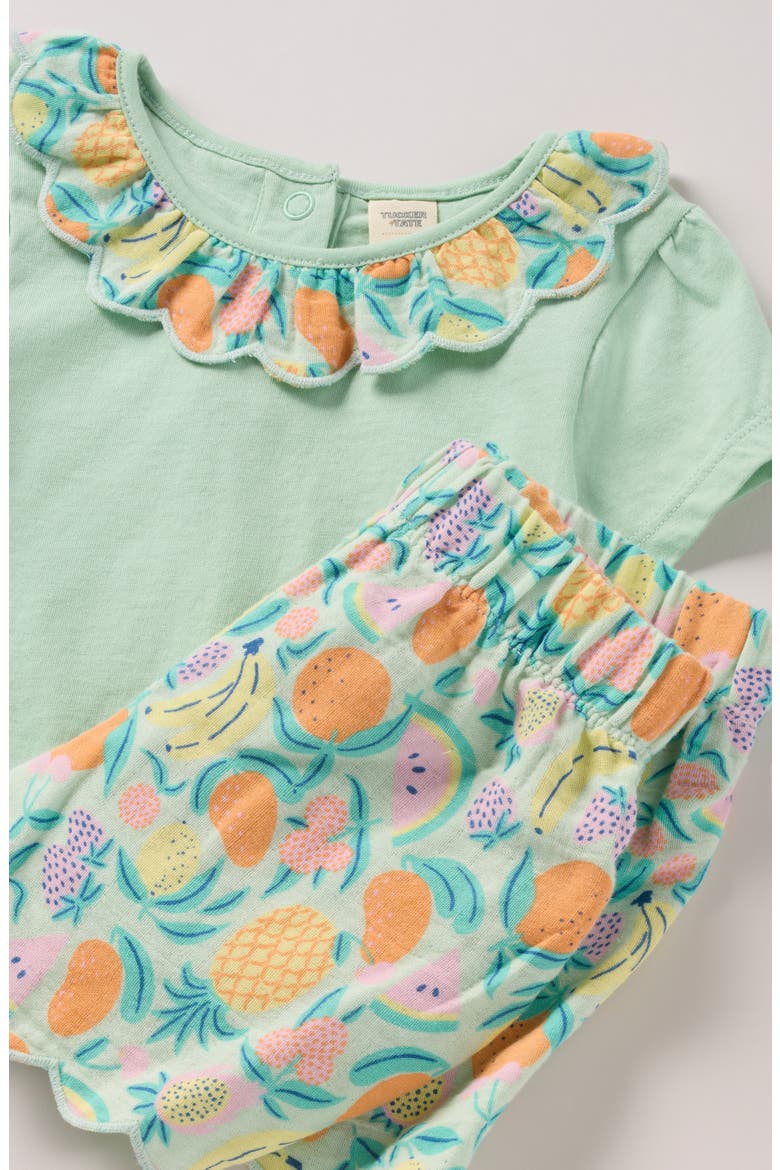 Scallop Collar Tee & Shorts Set, Alternate, color, GREEN- GREEN FRUIT PUNCHDNU