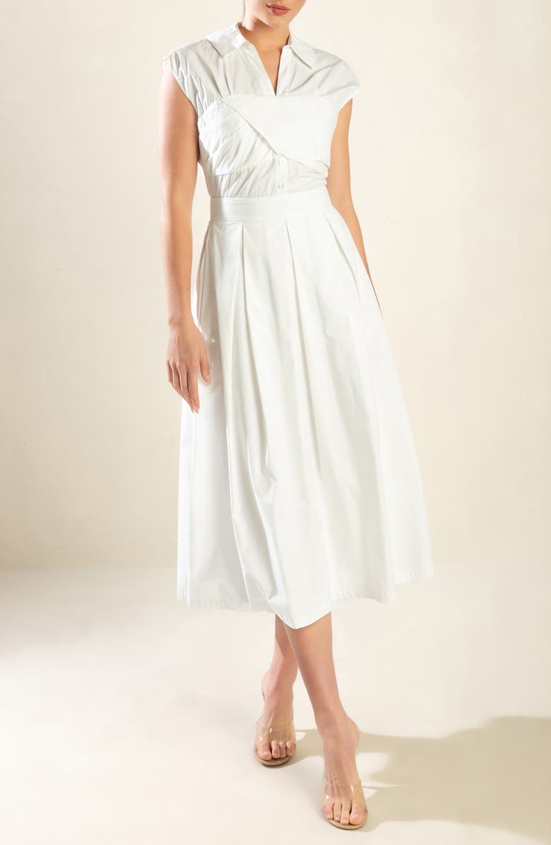 FREEMARKET Cap Sleeve Cotton Fit & Flare Shirtdress, Alternate, color, Off White