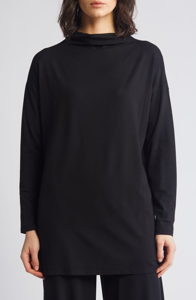Funnel Neck Long Sleeve Boxy Tunic Top